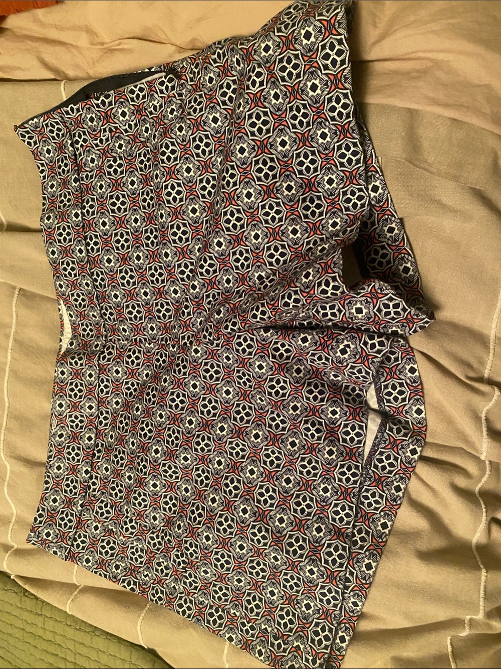 BNWOT J. Crew Navy, White & pink Patterned Lined Skirt